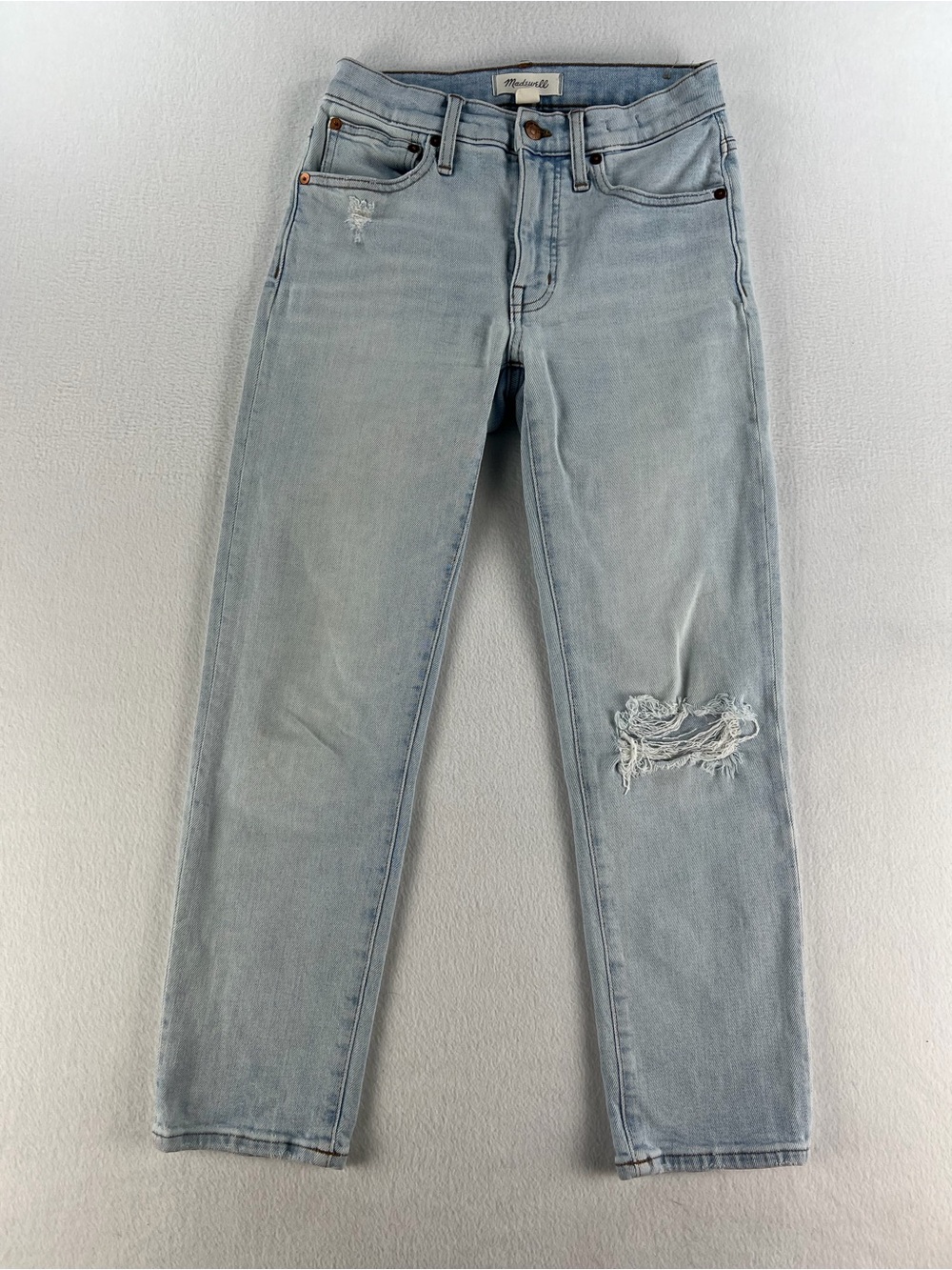 Madewell Wmns Mid Rise Classic Straight Leg Light Was Denim Jeans Size 24